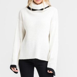Ivory Turtleneck Bell-Sleeve Sweater